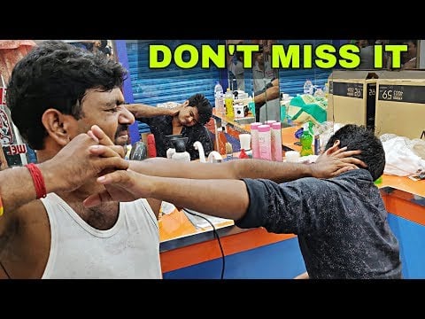 Most powerful Head and body massage therapy by Indian barber | Loud neck cracking ASMR