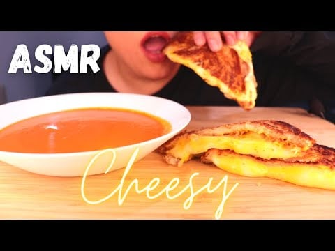 ASMR GRILLED CHEESE SANDWICH & TOMATO SOUP MUKBANG 먹방 (NO TALKING) EATING SOUNDS | Mandy Foods ASMR