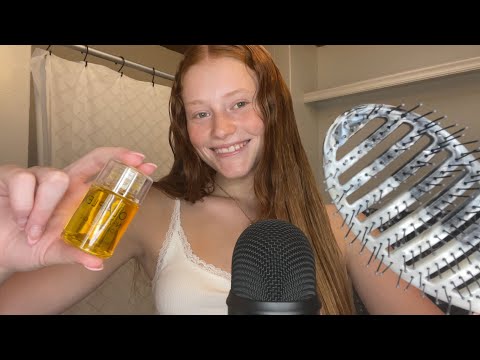 asmr my hair care routine