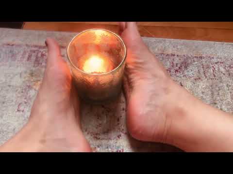 ASMR bare feet warm by candle soft sounds