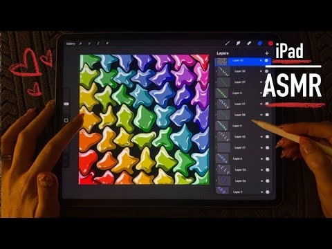 😴 iPad ASMR -SLOW movements and a simple doodle in procreate - Clicky Whispers - Writing Sounds