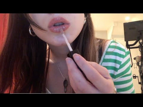 ASMR (lo-fi) lipgloss application w/mouth sounds 👄
