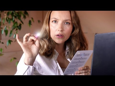 ASMR realistic (concerned attention) eye test and vision exam for a new driving license