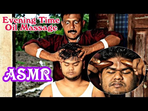 Best Ever Oil Head Massage With Wooden Gua-Sha Tool By Indian Barber | Evening ASMR Massage