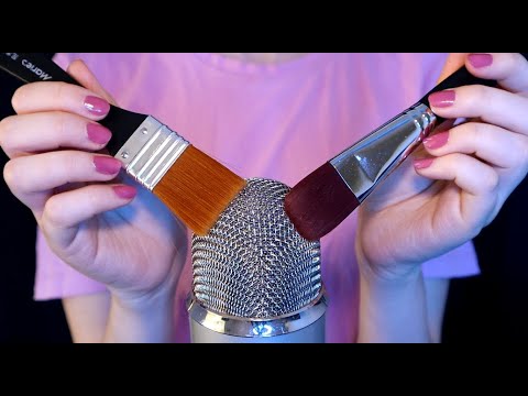 ASMR 100% Sensitive Mic Brushing with Paint Brushes (No Talking)