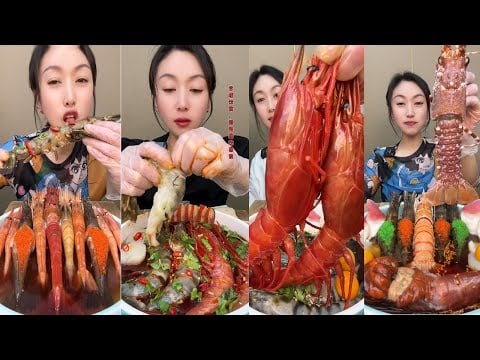 🦐🍽️ Huge Live Seafood Mukbang | Pure Eating Sounds & Satisfying Crunch ASMR