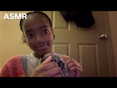 ASMR whispering & fluffy mic scratching