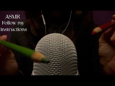ASMR Follow My Instructions (visual asmr triggers, spoolies, mic brushing & whispering)