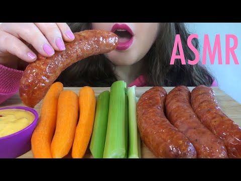 ASMR Italian Sausage & Veggie Platter with SPICY Cheese Sauce - EXTREMELY Satisfying Eating Sounds