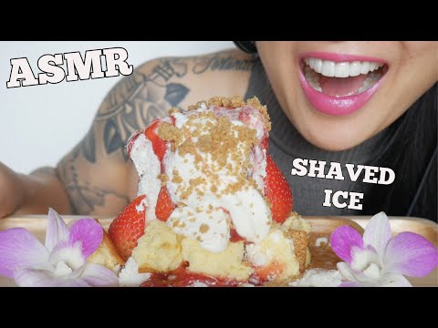 ASMR STRAWBERRY CHEESE CAKE BINGSU *SHAVED ICE DESSERT (EATING SOUNDS) | SAS-ASMR