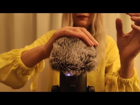 🎧 ASMR Yellow - Fluffy Mic Scratching * No Talking - Sleep, Study, Relax - Headphones Recommended