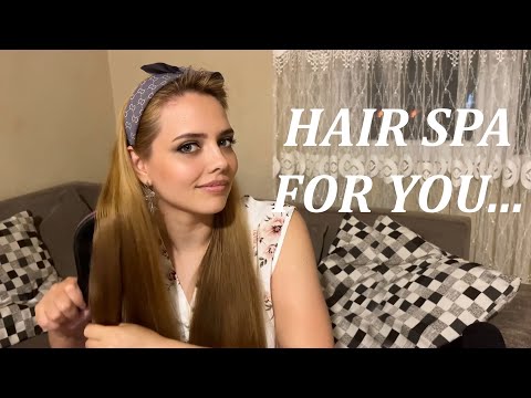 ASMR Brushing And making Hair SPA Long Natural Hair. Wet Hair(ASMR No Talking)