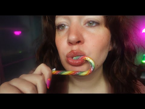 ASMR candy cane eating and ramble (chatting, candy licking, mouth sounds,chill with me)