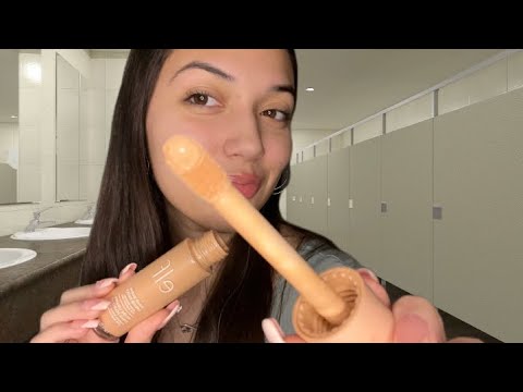 ASMR bestie does your makeup in the school bathroom 💄🏫