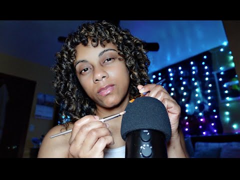 ASMR- Agressive Mic Brushing | Rubbing Fingertips- Tingles