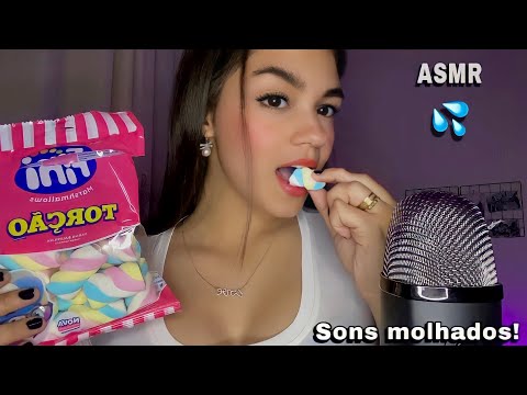 ASMR - Comendo MARSHMALLOW | Sons de mastigação | Sons molhados