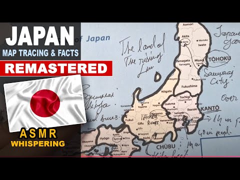 Remastered: ASMR Tracing JAPAN Map Outline with facts for each region | ASMR map tracing