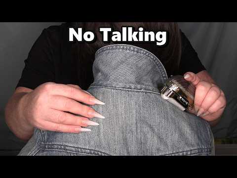 ASMR Jean Scratching (NO TALKING) Lint Roller, Brushing Sounds, Long Nails, Close-Up