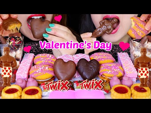 ASMR VALENTINE'S DAY PARTY (CHOCOLATE MARSHMALLOW, TWIX, TIRAMISU, STRAWBERRY CAKE, RUBY CHOCO 먹방