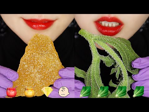 ICE PLANT ASMR HONEY JELLY ASMR CRYSTAL SUGAR ASMR EMOJI FOOD ASMR 🥬