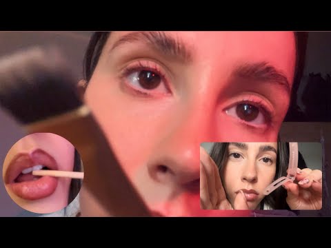 ASMR- Doing your eyebrows (mouth sounds, waxing, plucking, inaudible whispers)👀