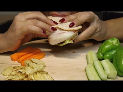 ASMR SCHNITZEL BURGER VEGGIES CHIPS MUKBANG no talking CREMA ASMR #asmr #mukbang #youtube #eating
