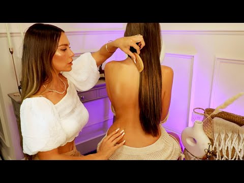 Real Person Back Tracing ASMR Hair Play | Head Massage & Back Massage  ASMR With My Sister