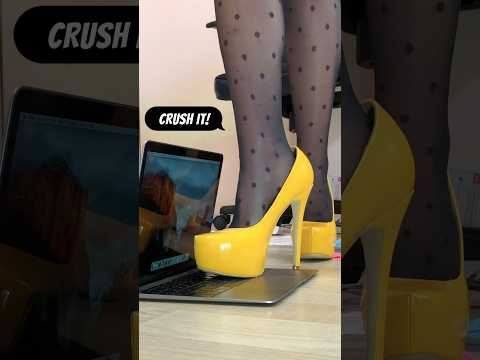 Pea vs. MacBook! High Heels Crushing Electronics! Oddly Satisfying! ASMR