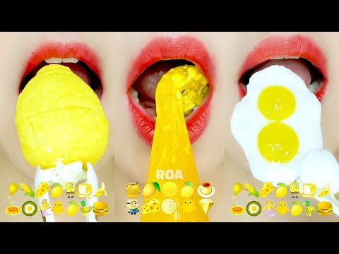 Yellow Emoji Food Eating Sounds [ASMR MUKBANG]