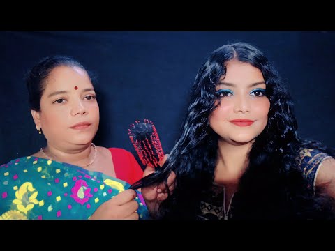 ASMR |  My Mom Doing My Hairplay | ( Hairbrushing, oil Massage , Spray Sounds, Scalped Massage ) 😪😪