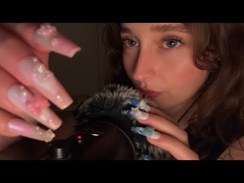 ASMR clickiest mouth sounds and trigger words with fluffy scratches and taps
