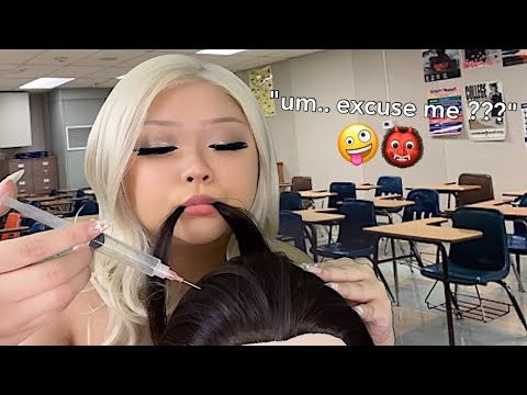 ASMR WEIRD girl INJECTS and EATS your HAIR in class 😋🍽️ (realistic)