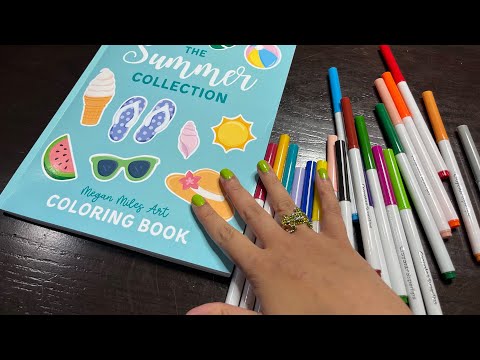 ASMR Coloring no talking Markers - Summertime Coloring Book ~ page turning ~