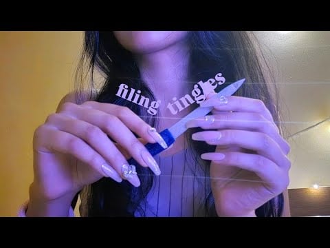 ASMR nail filing sounds || scratching focused || ༘⋆