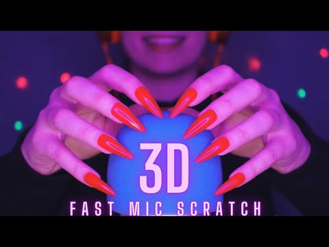 Asmr Fast and Aggressive Mic Scratching - Brain Scratching with Long Nails | No Talking for Sleep 1H