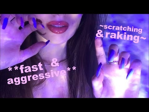 ASMR | Fast and aggressive scratching and raking | Mouth sounds with finger fluttering ⚡️👄