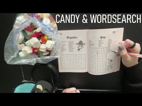 ASMR Eating Pick N Mix Candy & Wordsearch ‘Grey’ 🍬