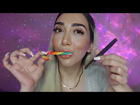 ASMR Nibbling Sounds ( spoolie , pen noms , fingers , lollipop)