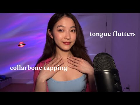 ASMR Tingly Tongue Flutters & Collarbone Tapping 😋 Hand Movements 🤚🏼