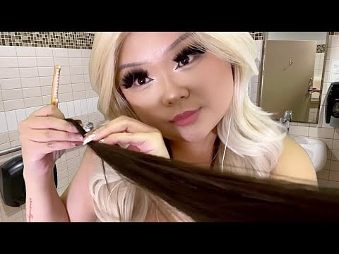 GIRL IN THE BATHROOM PLAYS WITH YOUR HAIR (bush) ASMR (realistic)