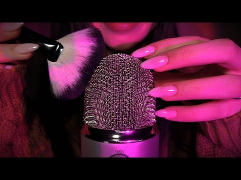 ASMR Brushing Your Face + Mic Scratching (No Talking) 🩷