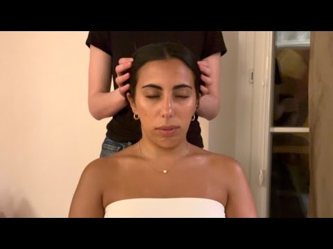 ASMR hair play, back & scalp massage for stress relief 💛 relaxation treatment (soft whispered)