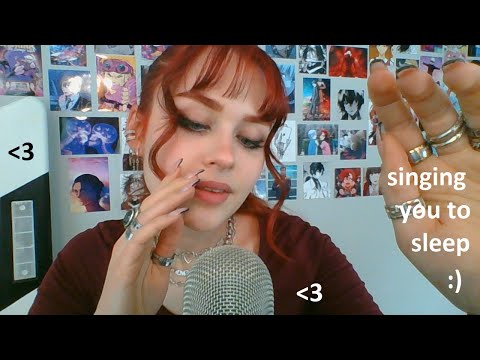 ASMR singing you to sleep (+brushing, scratching, energy drink, lipgloss...)