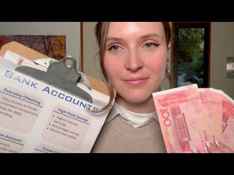 ASMR Bank Teller Helps You Open an Account 🏦 (cash counting, typing)