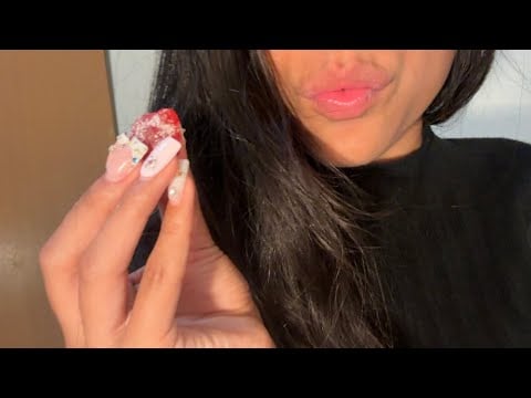 Upclose ASMR || Neighborhood whisper ramble, mouth sounds, eating gummies 😋
