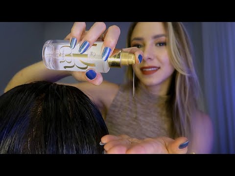 ASMR - CORTANDO, ESCOVANDO E HIDRATANDO SEU CABELO DE VERDADE 😴