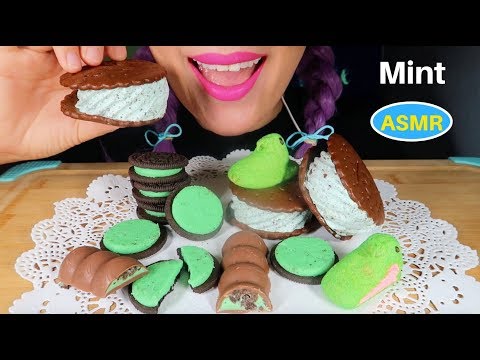 ASMR 민트맛 특집 리얼사운드 먹방| MINT OREO, BASKIN ROBBINS, MILKA OREO. Crunchy EATING SOUND|CURIE. ASMR