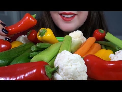 HEALTHY EATING ASMR Raw Veggie Platter - SATISFYING Crunchy Sounds