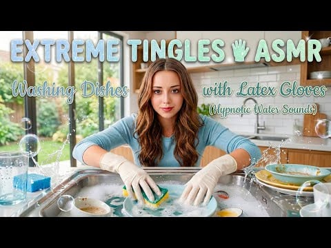 EXTREME TINGLES 🧤 Latex Gloves Washing Dishes | Hypnotic Water Sounds ASMR