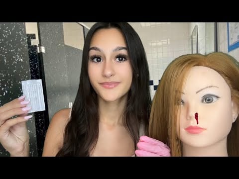 ASMR| Nice girl does your nose piercing in the school bathroom *GONE WRONG*😳